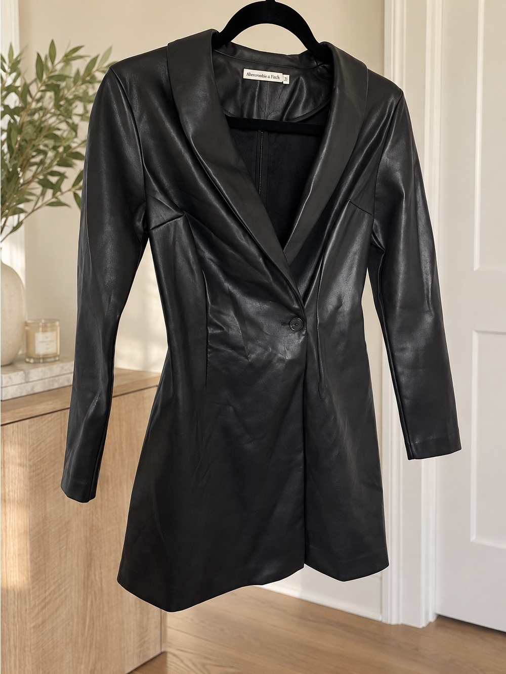 Abercrombie & Fitch Black Faux Leather Blazer Dress Size XS